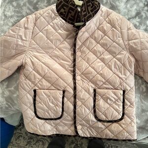 Fendi Kids Light Pink Quilted Puffer Jacket